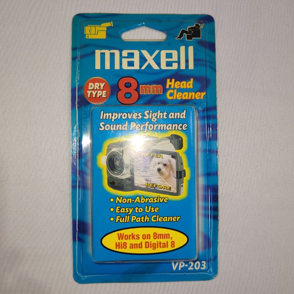 Maxell VP-203 Video Cassette 8mm Dry Tape Head Cleaner UNUSED